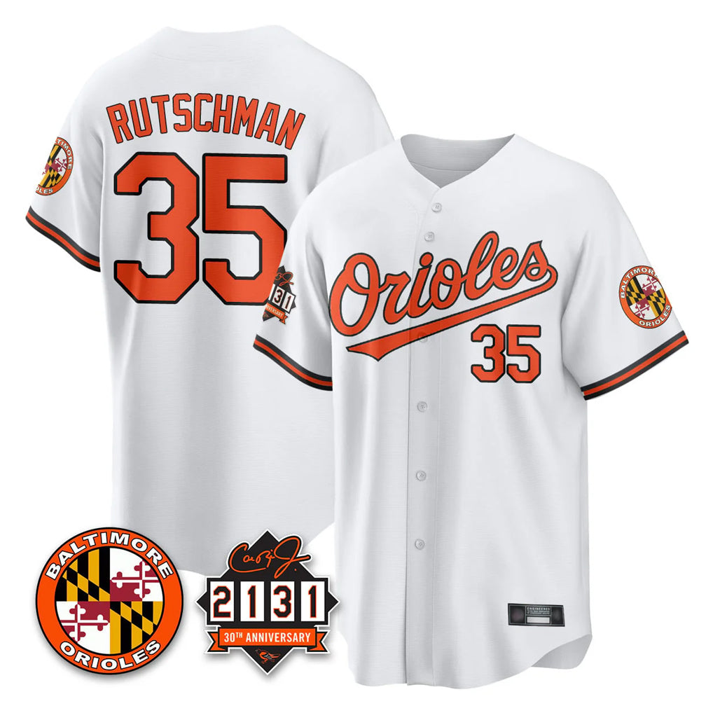 BIPIHUC B.Orioles #35 Adley Rutschman White 30th Anniversary of 2131 Home Game Stitched Jerseys