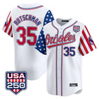 BIPIHUC B.Orioles #35 Adley Rutschman Player White USA 250 Independence Day Vapor Premier Home Game Stitched Jerseys