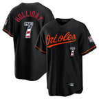BIPIHUC B.Orioles #7 Jackson Holliday Player Black USA 250 Fourth of July Home Game Stitched Jerseys