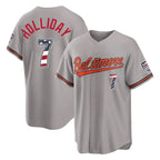 BIPIHUC B.Orioles #7 Jackson Holliday Player Gray USA 250 Fourth of July Home Game Stitched Jerseys