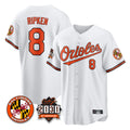 BIPIHUC B.Orioles #8 Cal Ripken Player White 30th Anniversary of 2131 Home Game Stitched Jerseys