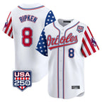 BIPIHUC B.Orioles #8 Cal Ripken Player White USA 250 Independence Day Vapor Premier Home Game Stitched Jerseys