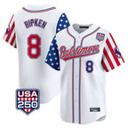 BIPIHUC B.Orioles #8 Cal Ripken Player White USA 250 Independence Day Vapor Premier Limited Home Game Stitched Jerseys