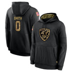 BIPIHUC B.Ravens #0 Roquan Smith Player Black Salute to Service Pullover Hoodie Stitched Jerseys