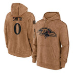 BIPIHUC B.Ravens #0 Roquan Smith Player Brown Salute to Service Pullover Hoodie Stitched Jerseys