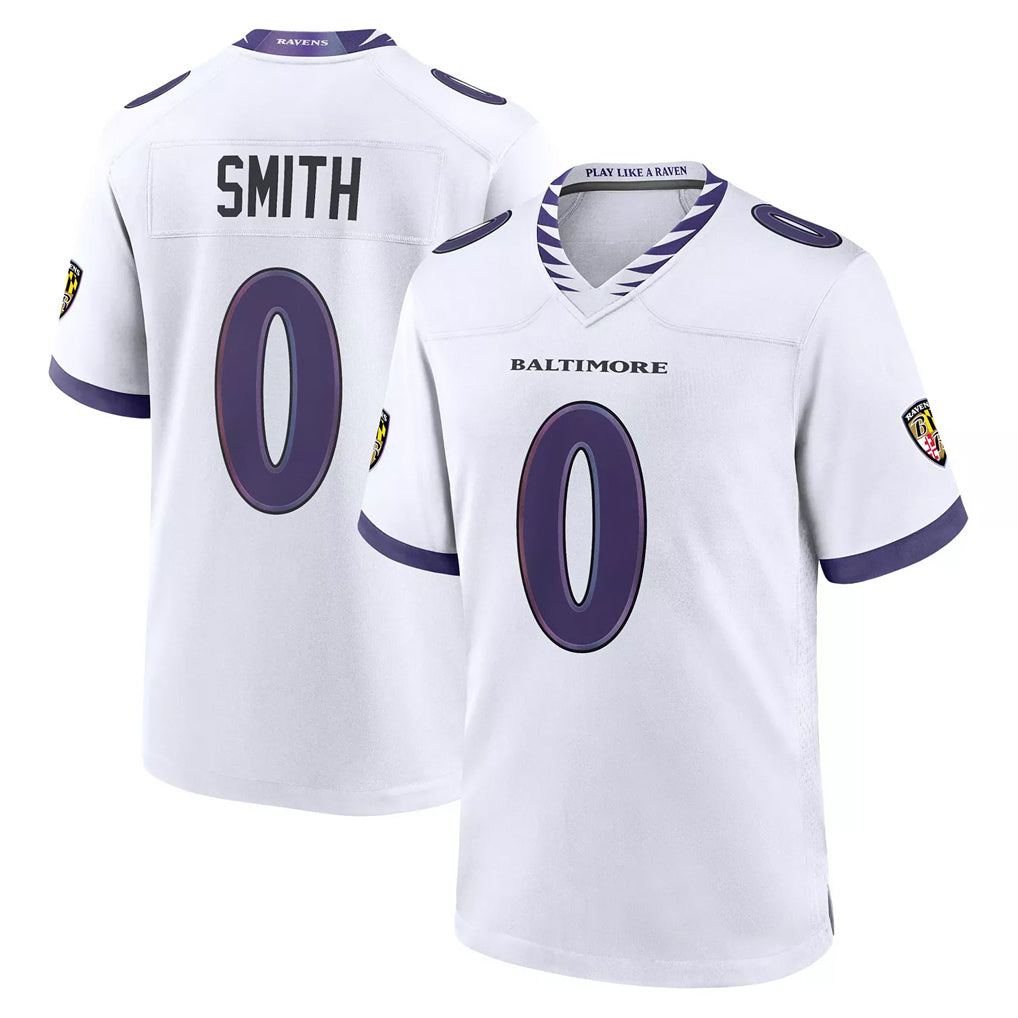 BIPIHUC B.Ravens #0 Roquan Smith Player White Purple Home Game Stitched Jerseys