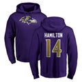 BIPIHUC B.Ravens #14 Kyle Hamilton Player Purple Salute to Service Pullover Hoodie Stitched Jerseys