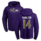 BIPIHUC B.Ravens #14 Kyle Hamilton Player Purple Salute to Service Pullover Hoodie Stitched Jerseys
