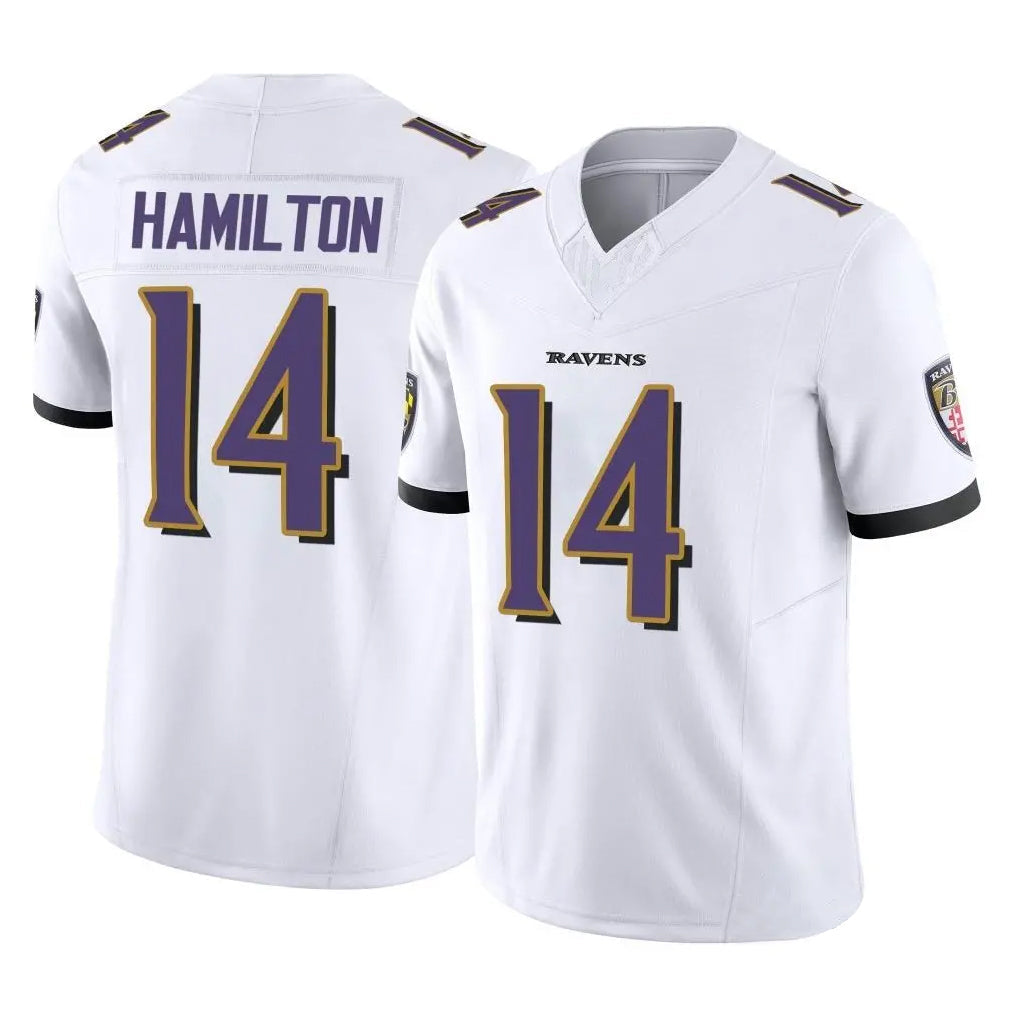 BIPIHUC B.Ravens #14 Kyle Hamilton Player White Vapor F.U.S.E. Limited Elite Home Game Stitched Jerseys