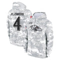 BIPIHUC B.Ravens #4 Zay Flowers Player Arctic Camo Salute to Service Pullover Hoodie Stitched Jerseys