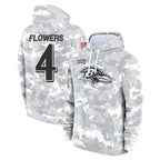 BIPIHUC B.Ravens #4 Zay Flowers Player Arctic Camo Salute to Service Pullover Hoodie Stitched Jerseys