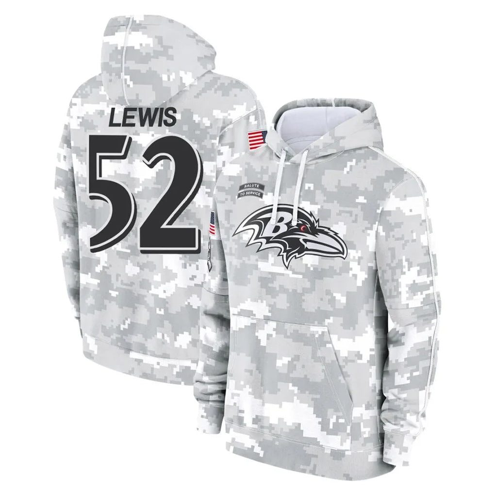 BIPIHUC B.Ravens #52 Ray Lewis Player Arctic Camo Salute To Service Hoodie Stitched Jerseys