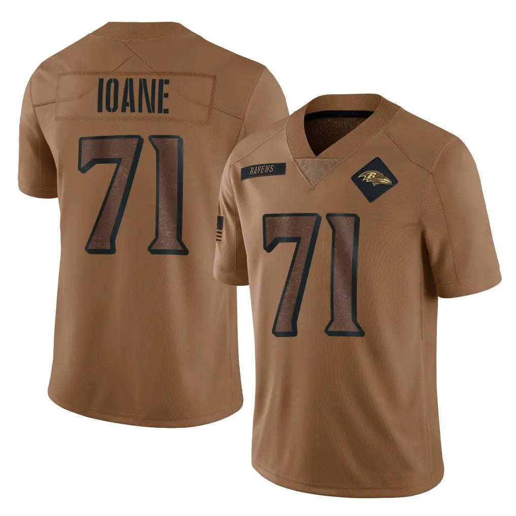 BIPIHUC B.Ravens #71 Olaivavega Ioane Player Brown Salute To Service Limited Stitched Jerseys