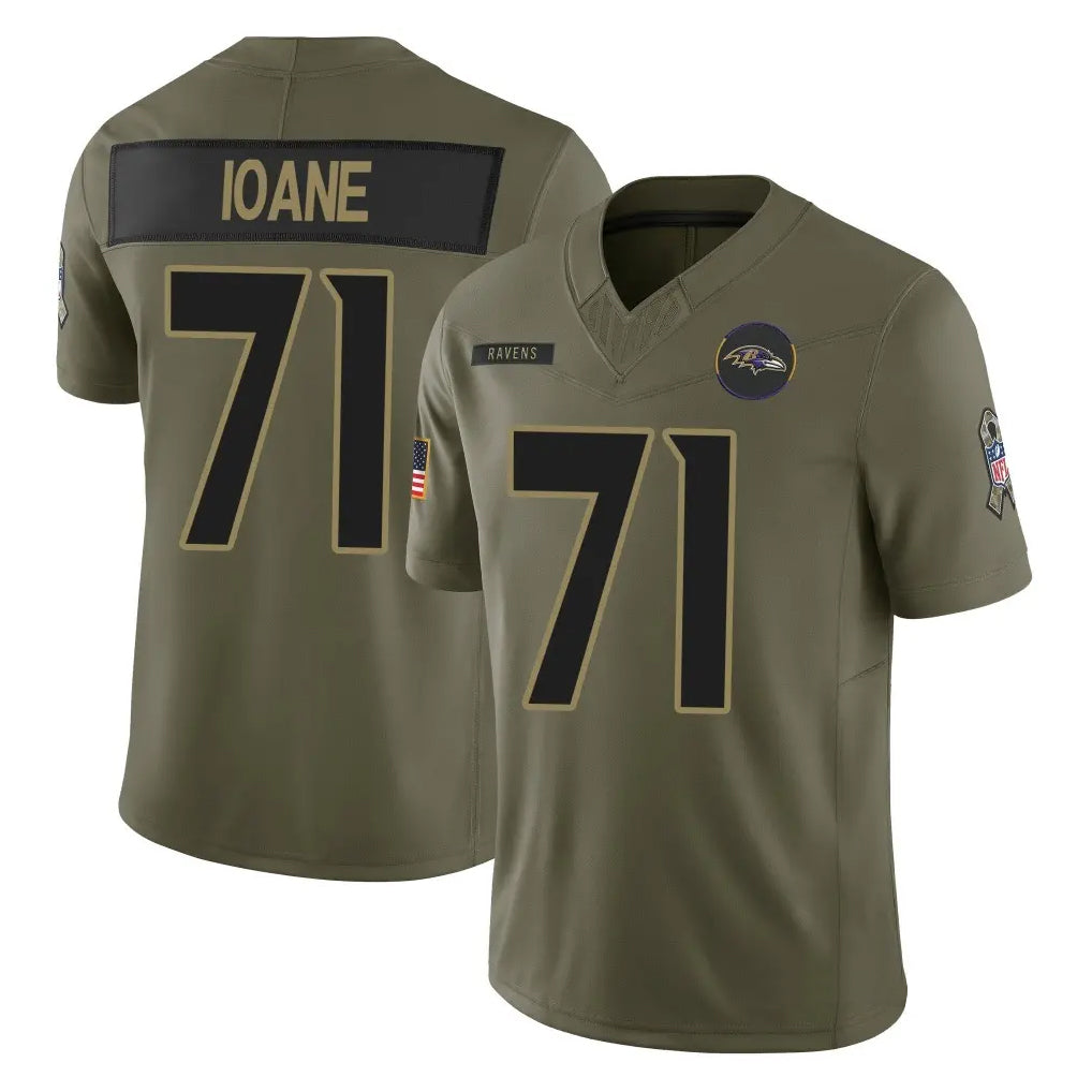 BIPIHUC B.Ravens #71 Olaivavega Ioane Player Olive Salute To Service Limited Home Game Stitched Jerseys