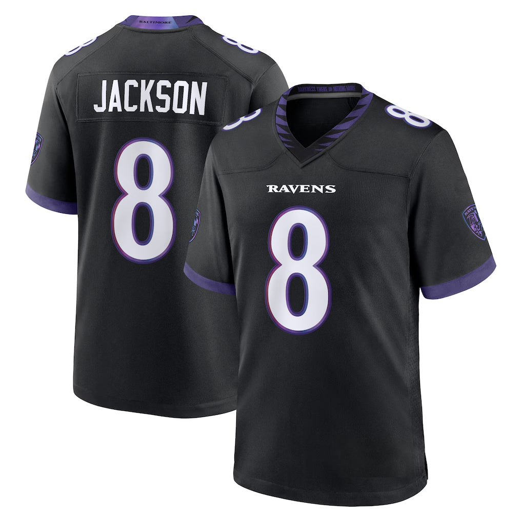 BIPIHUC B.Ravens #8 Lamar Jackson Player Black Home Game Stitched Jerseys