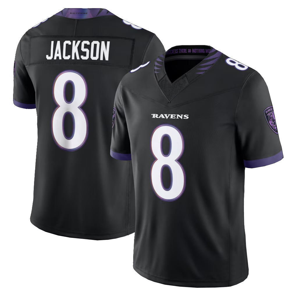 BIPIHUC B.Ravens #8 Lamar Jackson Player Black Limited Elite Home Game Stitched Jerseys