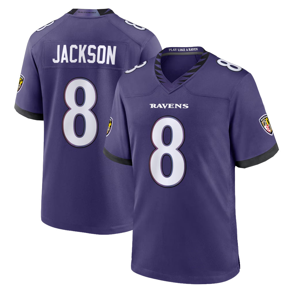 BIPIHUC B.Ravens #8 Lamar Jackson Player Purple Home Game Stitched Jerseys