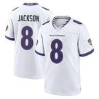 BIPIHUC B.Ravens #8 Lamar Jackson Player White Home Game Stitched Jerseys