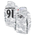 BIPIHUC B.Ravens #91 Trey Hendrickson Player Arctic Camo Salute To Service Hoodie Stitched Jerseys