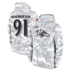 BIPIHUC B.Ravens #91 Trey Hendrickson Player Arctic Camo Salute To Service Hoodie Stitched Jerseys
