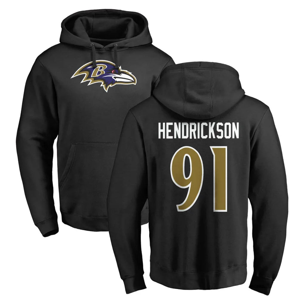BIPIHUC B.Ravens #91 Trey Hendrickson Player Black Pullover Hoodie Stitched Jerseys
