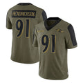 BIPIHUC B.Ravens #91 Trey Hendrickson Player Olive Salute To Service Limited Game Stitched Jerseys