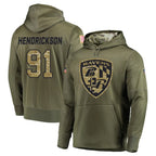 BIPIHUC B.Ravens #91 Trey Hendrickson Player Olive Salute to Service Pullover Hoodie Stitched Jerseys