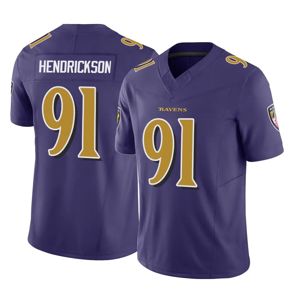 BIPIHUC B.Ravens #91 Trey Hendrickson Player Purple Vapor F.U.S.E. Limited Game Stitched Jerseys