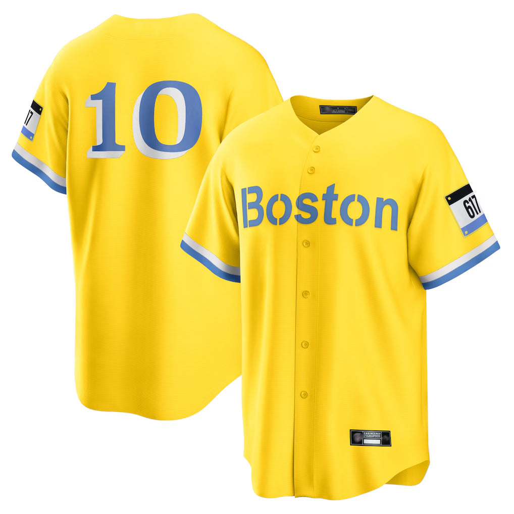 BIPIHUC B.Red Sox #10 Trevor Story Player Yellow Home Game Stitched Jerseys