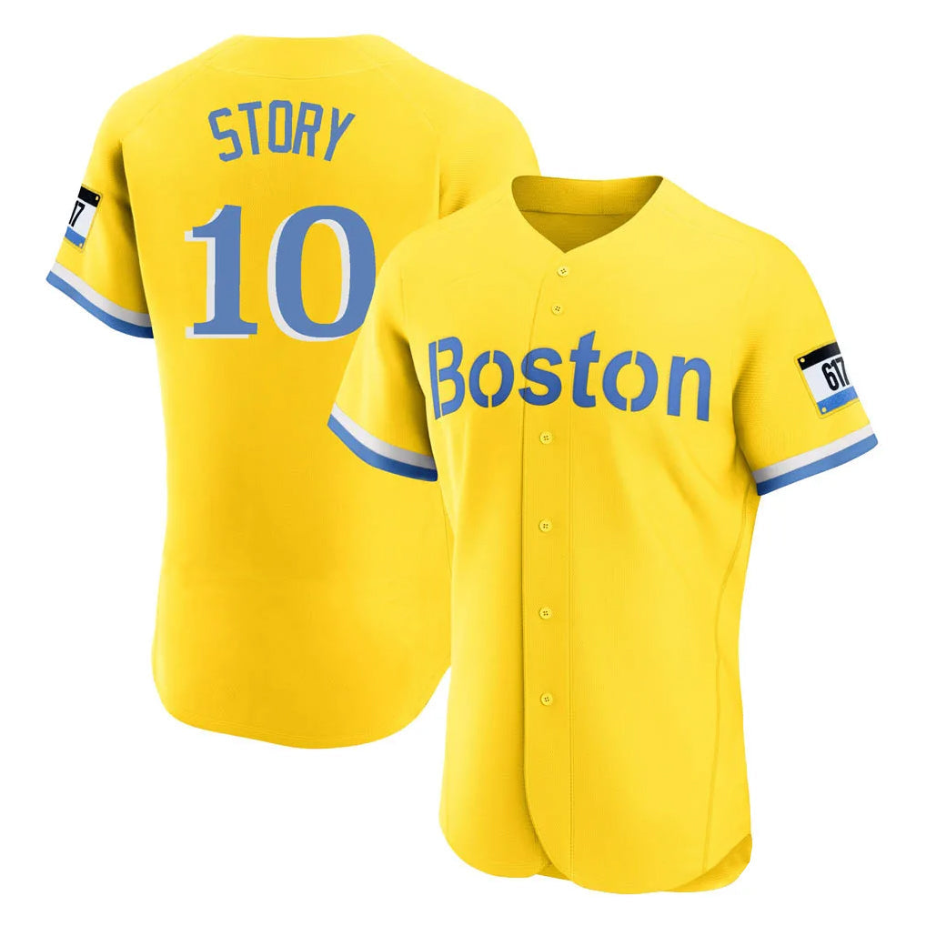 BIPIHUC B.Red Sox #10 Trevor Story Player Yellow Limited Elite Home Game Stitched Jerseys