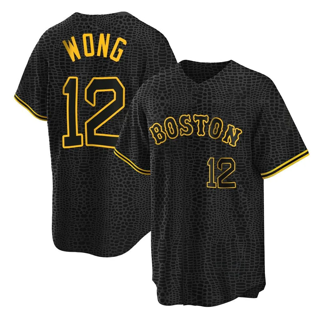 BIPIHUC B.Red Sox #12 Connor Wong Player Black Snake Skin City Home Game Stitched Jerseys