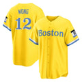 BIPIHUC B.Red Sox #12 Connor Wong Player Yellow Home Game Stitched Jerseys