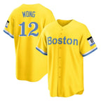 BIPIHUC B.Red Sox #12 Connor Wong Player Yellow Home Game Stitched Jerseys