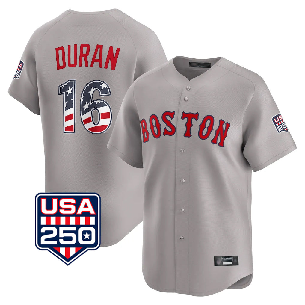 BIPIHUC B.Red Sox #16 Jarren Duran Player Gray Road USA 250 Fourth of July Limited Home Game Stitched Jerseys
