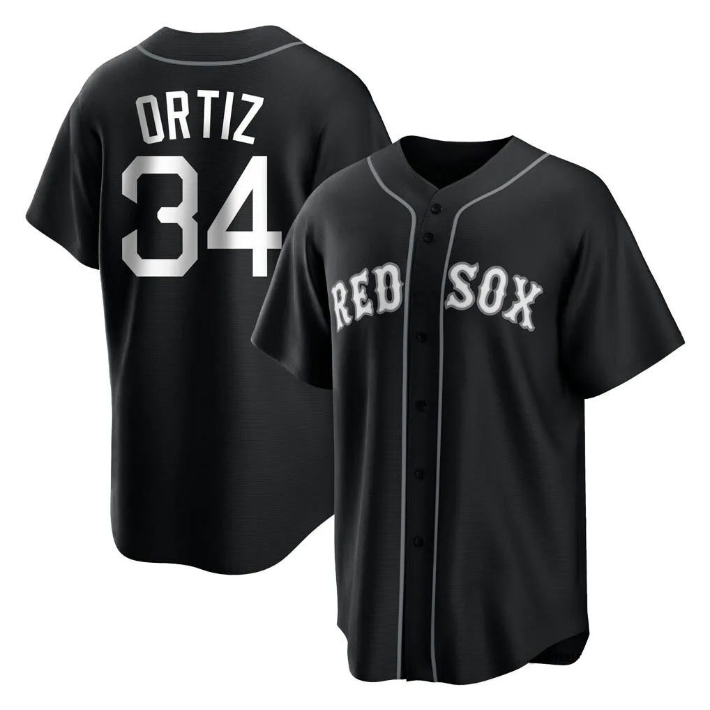 BIPIHUC B.Red Sox #34 David Ortiz Player Black Home Game Stitched Jerseys
