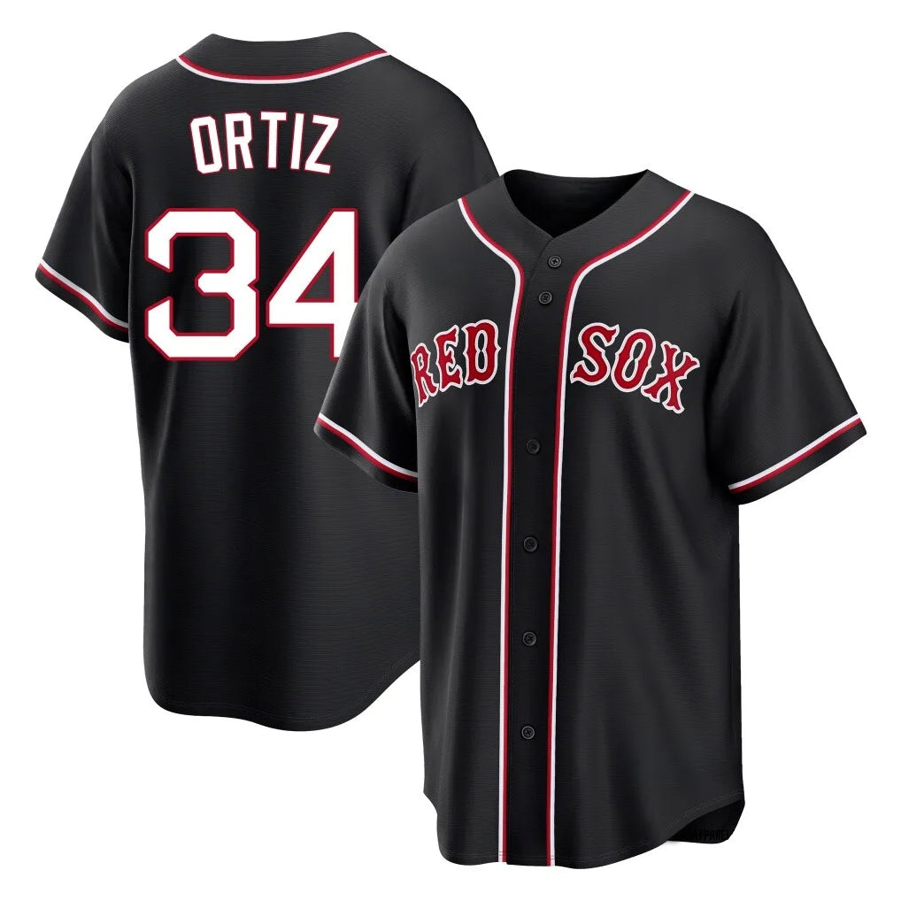 BIPIHUC B.Red Sox #34 David Ortiz Player Black Out Home Game Stitched Jerseys