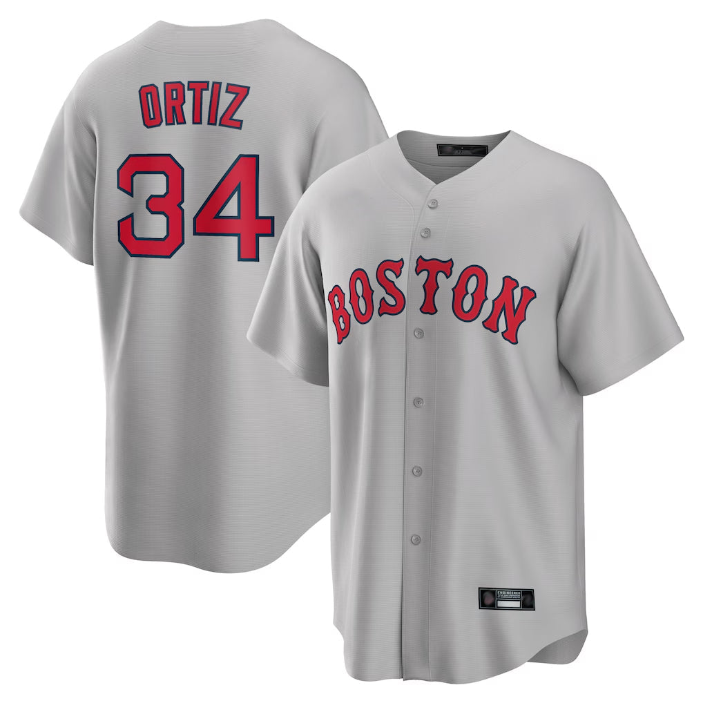 BIPIHUC B.Red Sox #34 David Ortiz Player Gray Road Home Game Stitched Jerseys