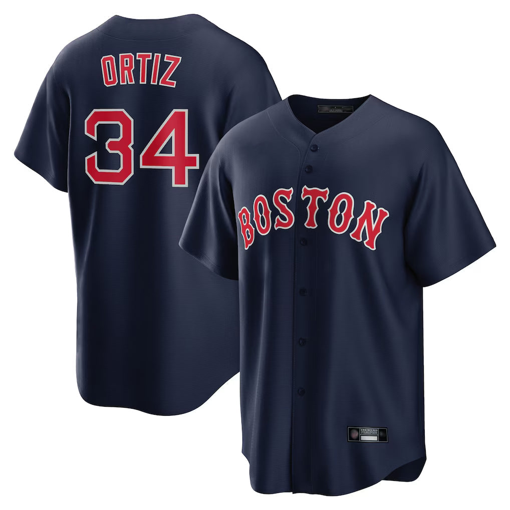 BIPIHUC B.Red Sox #34 David Ortiz Player Navy Home Game Stitched Jerseys