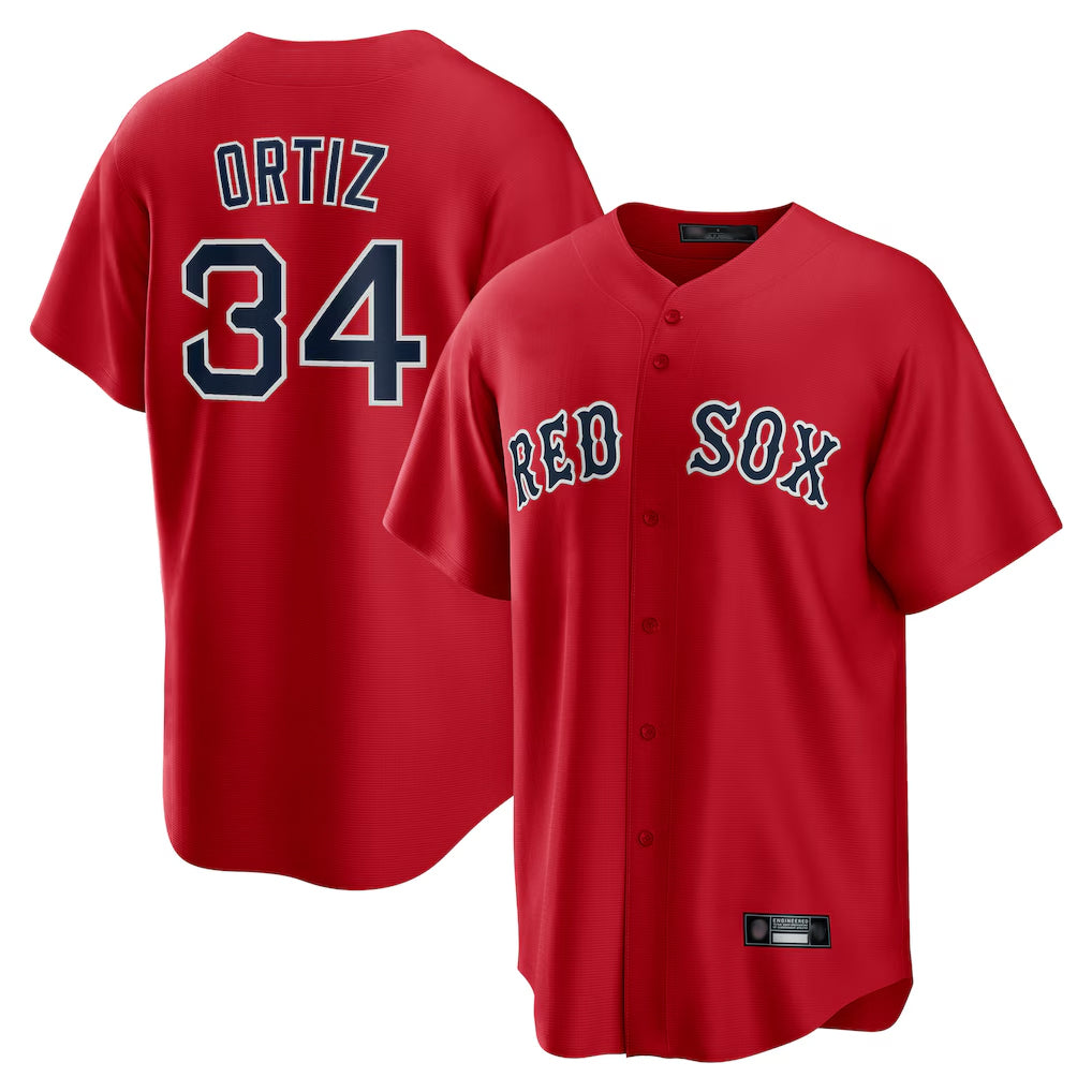 BIPIHUC B.Red Sox #34 David Ortiz Player Red Home Game Stitched Jerseys