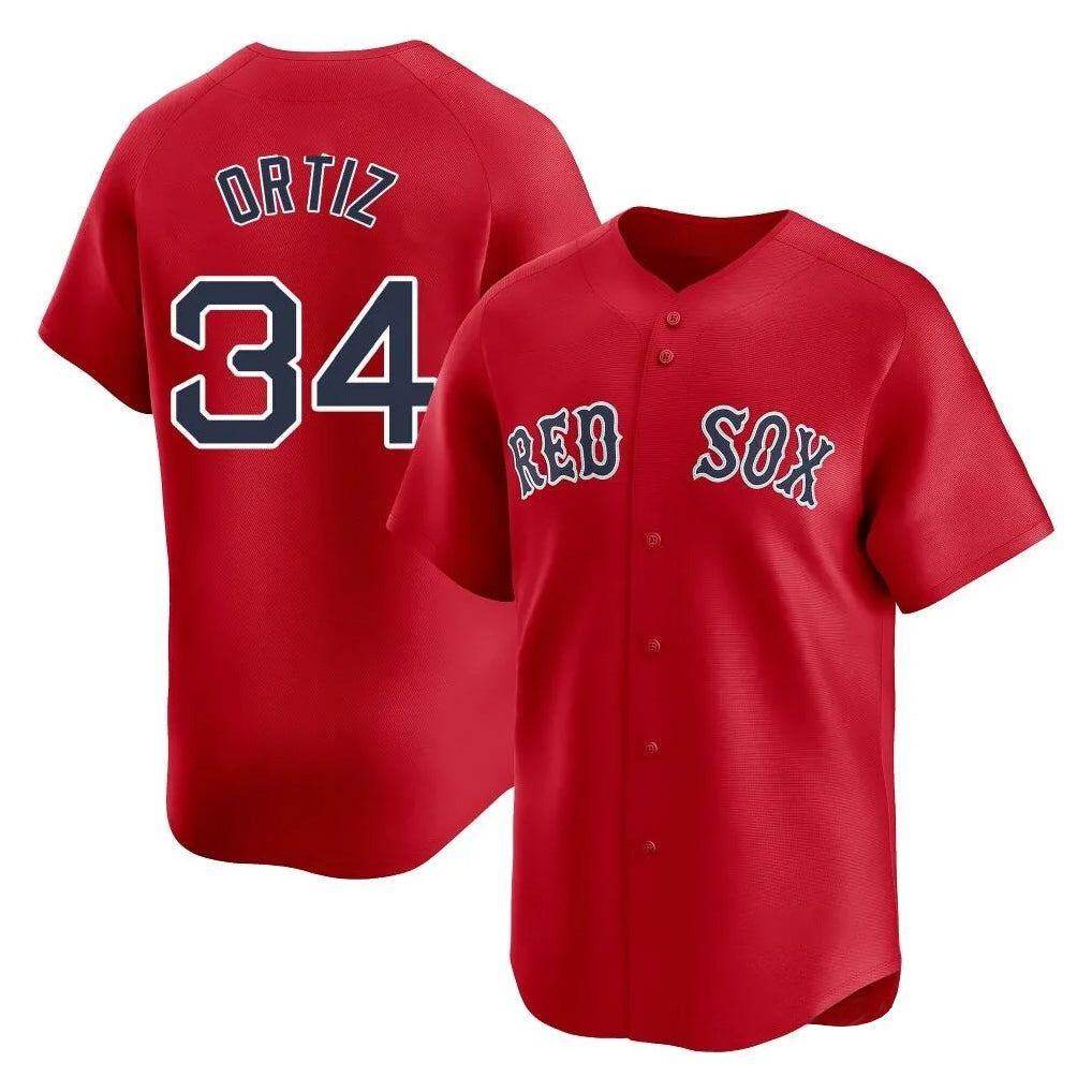 BIPIHUC B.Red Sox #34 David Ortiz Player Red Limited Home Game Stitched Jerseys