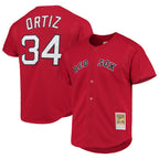 BIPIHUC B.Red Sox #34 David Ortiz Player Red Mitchell & Ness Cooperstown Collection Home Stitched Jerseys