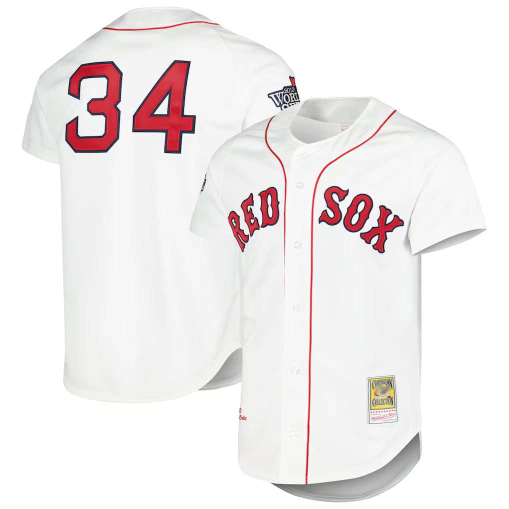 BIPIHUC B.Red Sox #34 David Ortiz Player White Mitchell & Ness Cooperstown Collection Mesh Home Stitched Jerseys