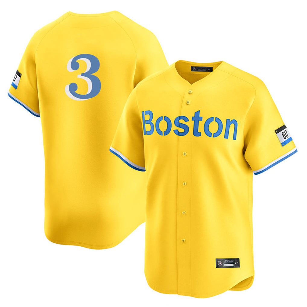 BIPIHUC B.Red Sox #3 Ceddanne Rafaela Player Yellow Limited Home Game Stitched Jersey