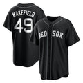 BIPIHUC B.Red Sox #49 Tim Wakefield Player Black Home Game Stitched Jerseys