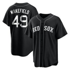 BIPIHUC B.Red Sox #49 Tim Wakefield Player Black Home Game Stitched Jerseys