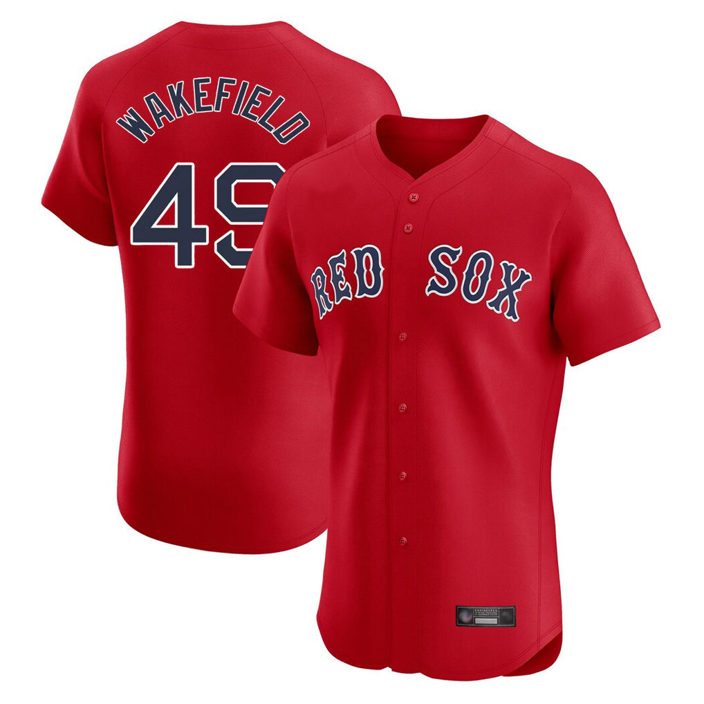 BIPIHUC B.Red Sox #49 Tim Wakefield Player Red Limited Elite Home Game Stitched Jerseys