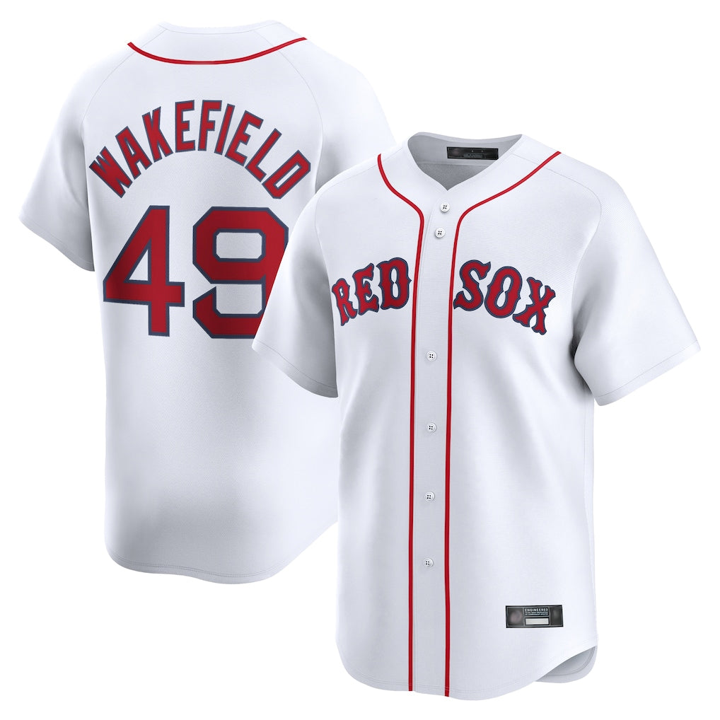 BIPIHUC B.Red Sox #49 Tim Wakefield Player White Limited Home Game Stitched Jerseys