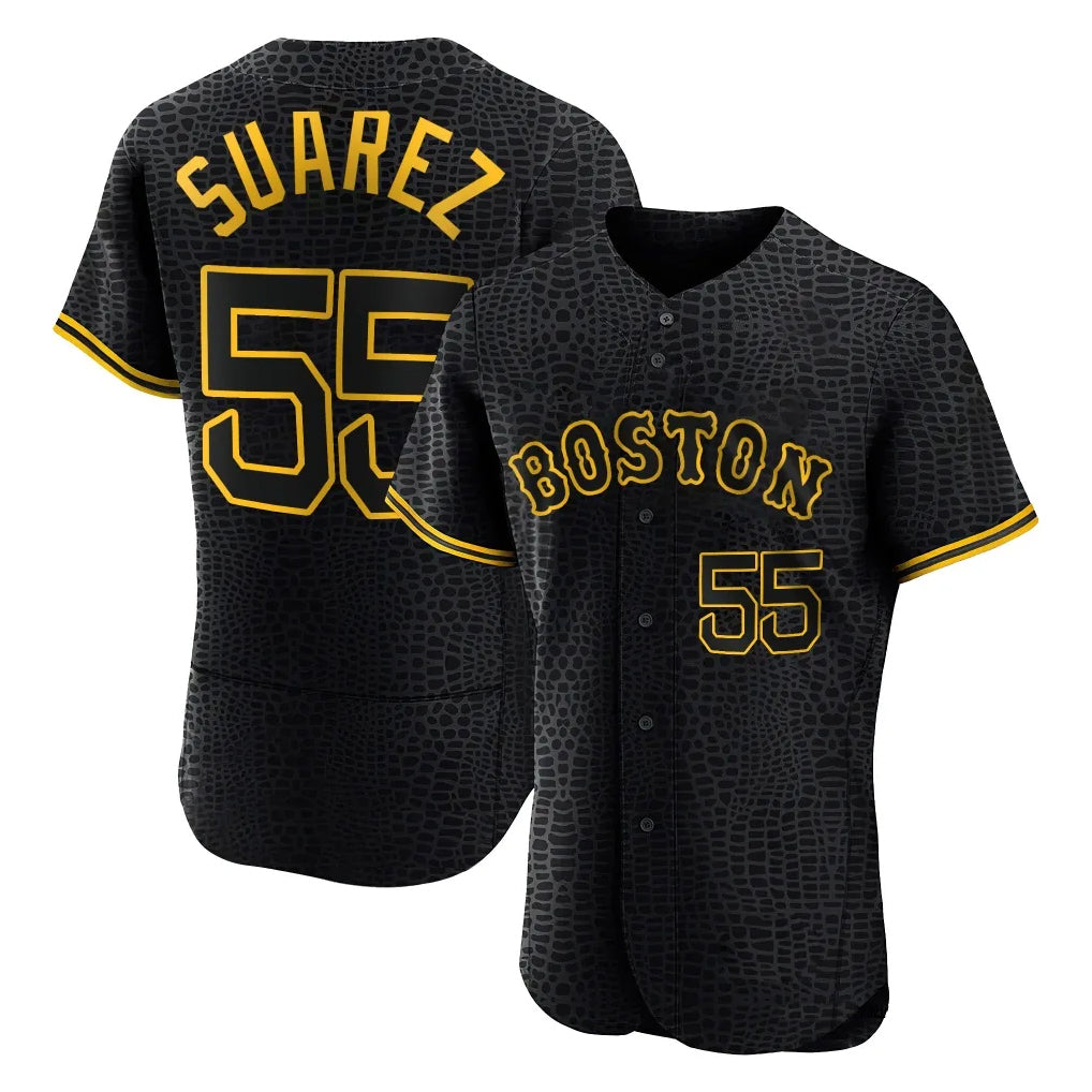 BIPIHUC B.Red Sox #55 Ranger Su¡§¡érez Player Black Snake Skin City Limited Elite Home Stitched Jerseys