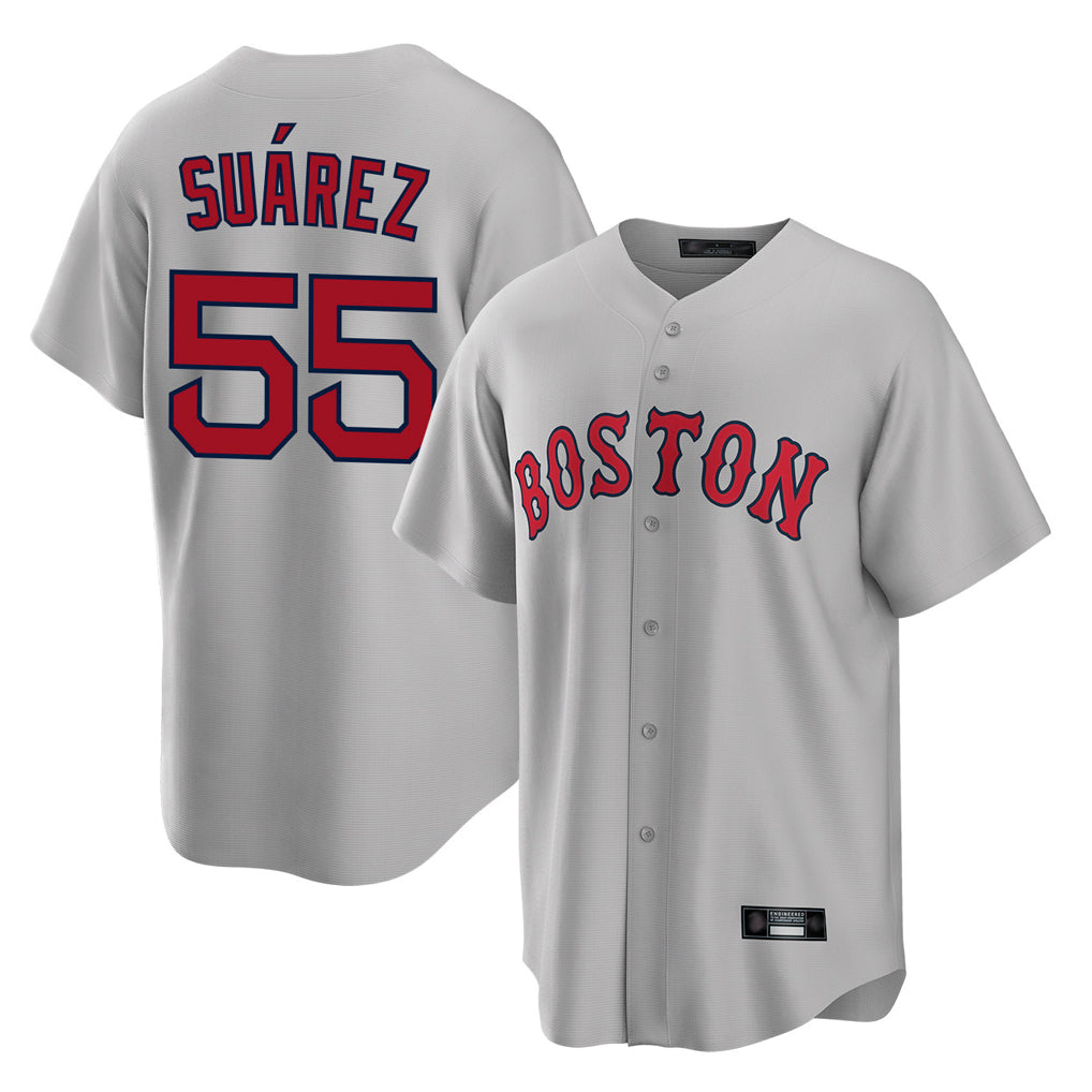 BIPIHUC B.Red Sox #55 Ranger Su¡§¡érez Player Gray Road Home Game Stitched Jerseys