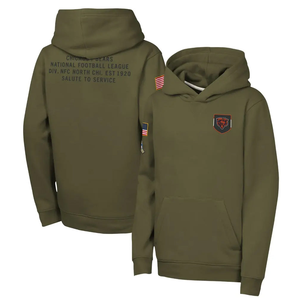 BIPIHUC C.Bears Olive Salute to Service Pullover Hoodies Limited Game Blank Player Stitched Jerseys
